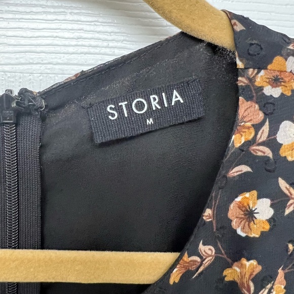 Worn once. Storia Mini Dloral Dress with Sheer Sleeves. - Picture 2 of 5